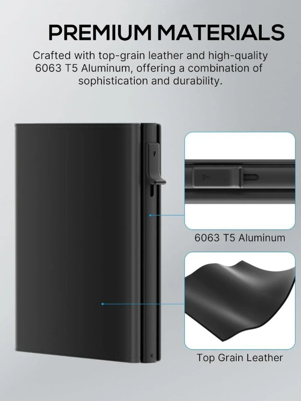 Slim RFID Blocking Wallet for Men - Minimalist Pop Up Card Holder, Leather